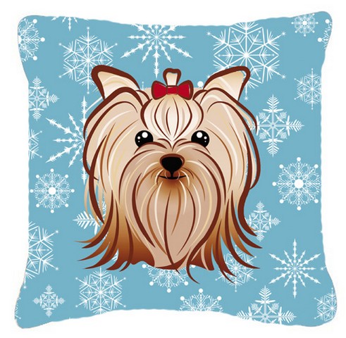 Snowflake Yorkie Yorkishire Terrier Fabric Decorative Pillow