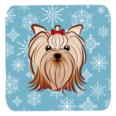Snowflake Yorkie Yorkishire Terrier Foam Coasters, Set Of 4