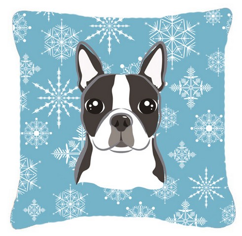 Snowflake Boston Terrier Fabric Decorative Pillow