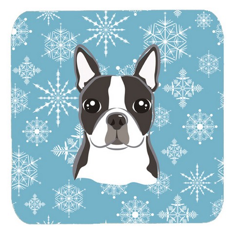 Snowflake Boston Terrier Foam Coasters, Set Of 4