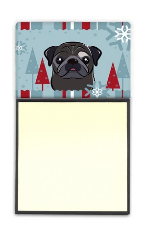 Winter Holiday Black Pug Sticky Note Holder