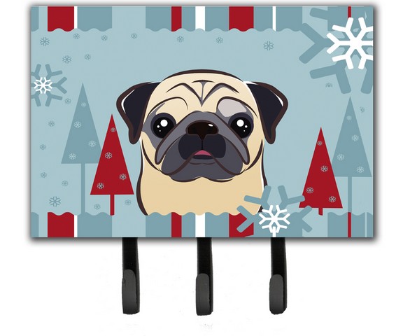 BB1758TH68 Winter Holiday Fawn Pug Leash & Key Holder