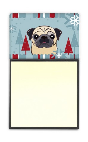 Winter Holiday Fawn Pug Sticky Note Holder