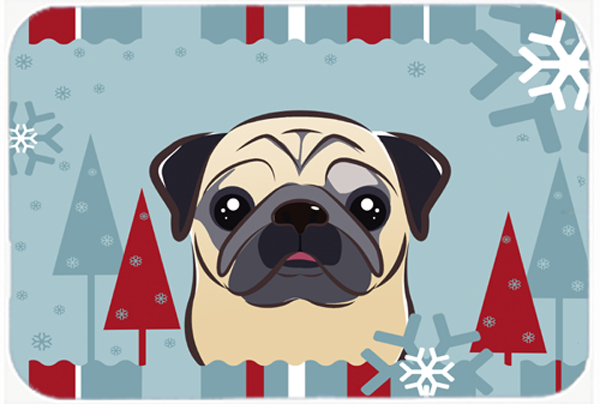 Winter Holiday Fawn Pug Mouse Pad, Hot Pad & Trivet