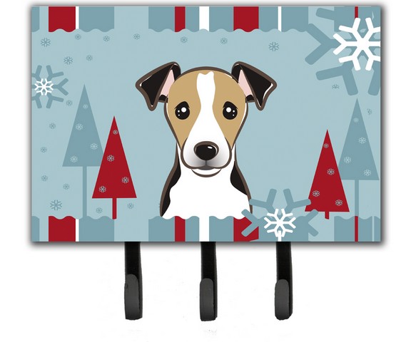 Winter Holiday Jack Russell Terrier Leash & Key Holder