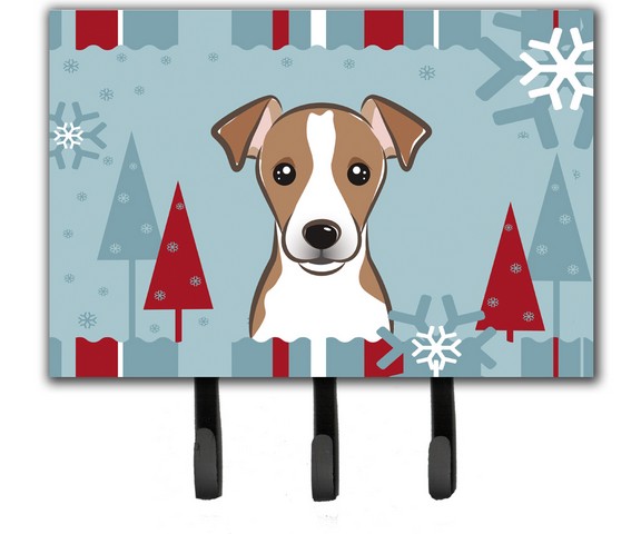 Winter Holiday Jack Russell Terrier Leash & Key Holder