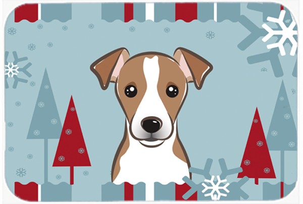 Winter Holiday Jack Russell Terrier Glass Cutting Board- Large