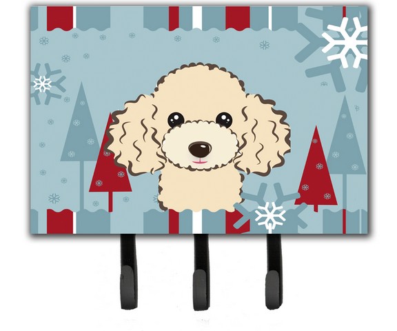 BB1754TH68 Winter Holiday Buff Poodle Leash & Key Holder