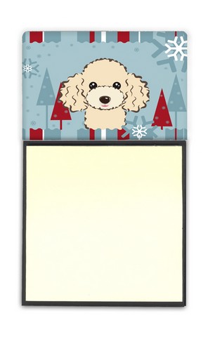 Winter Holiday Buff Poodle Sticky Note Holder