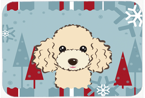 Winter Holiday Buff Poodle Mouse Pad, Hot Pad & Trivet