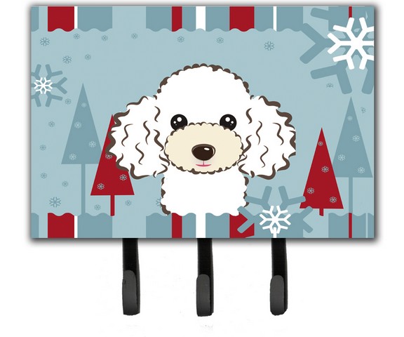 Winter Holiday White Poodle Leash & Key Holder