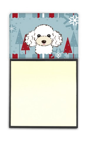 Winter Holiday White Poodle Sticky Note Holder