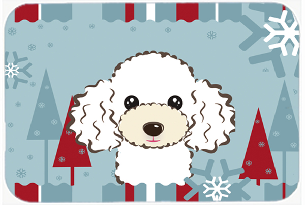 Winter Holiday White Poodle Mouse Pad, Hot Pad & Trivet