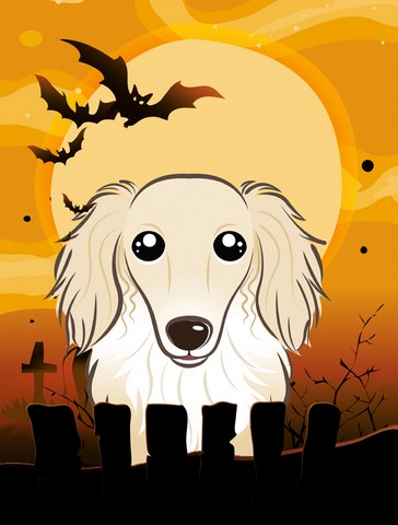 Halloween Longhair Creme Dachshund Flag Canvas House Size
