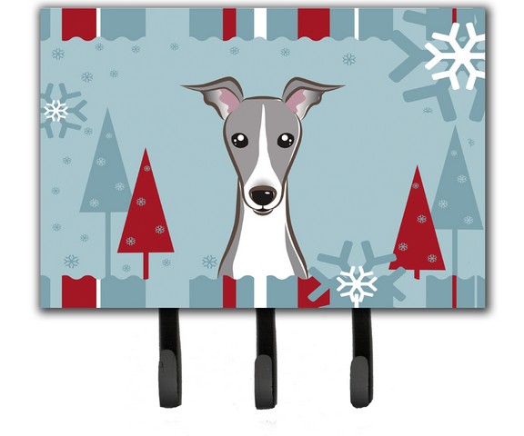 Winter Holiday Italian Greyhound Leash & Key Holder