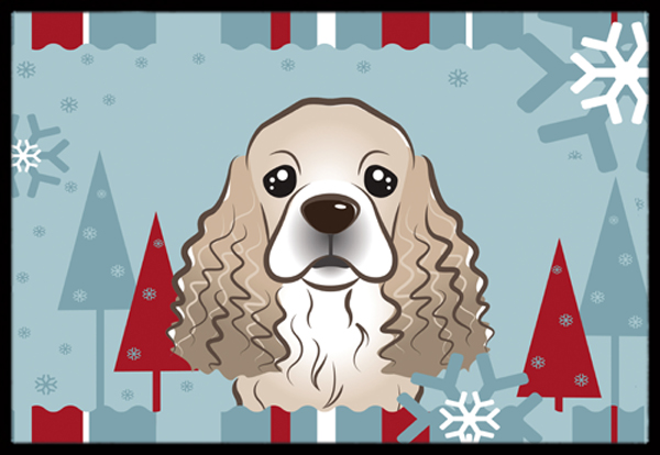 Winter Holiday Cocker Spaniel Indoor & Outdoor Mat- 18 x 27 in.