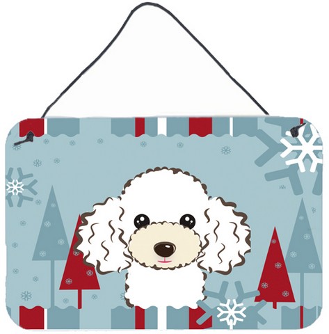 Winter Holiday White Poodle Wall and Door Hanging Prints