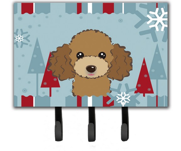 Winter Holiday Chocolate Brown Poodle Leash & Key Holder