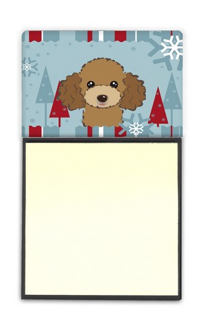 Winter Holiday Chocolate Brown Poodle Sticky Note Holder