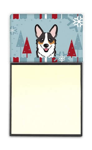 Winter Holiday Tricolor Corgi Sticky Note Holder