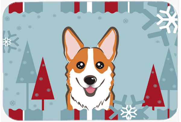 Winter Holiday Red Corgi Mouse Pad, Hot Pad & Trivet