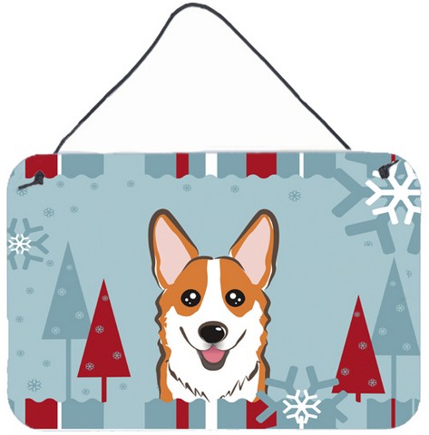 Winter Holiday Red Corgi Wall and Door Hanging Prints