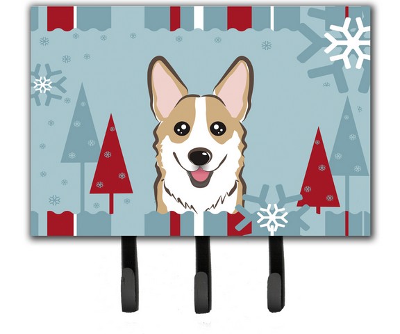 Winter Holiday Sable Corgi Leash & Key Holder