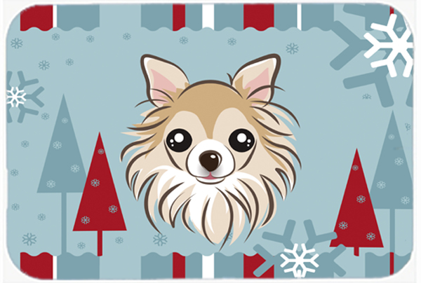 Winter Holiday Chihuahua Glass Cutting Board- Large