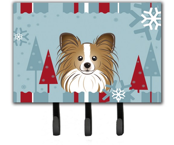 Winter Holiday Papillon Leash & Key Holder