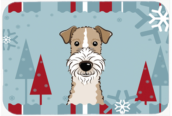 Winter Holiday Wire Haired Fox Terrier Mouse Pad, Hot Pad & Trivet