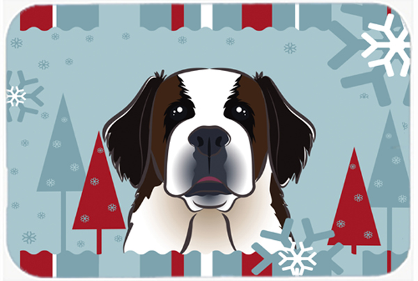 Winter Holiday Saint Bernard Mouse Pad, Hot Pad & Trivet