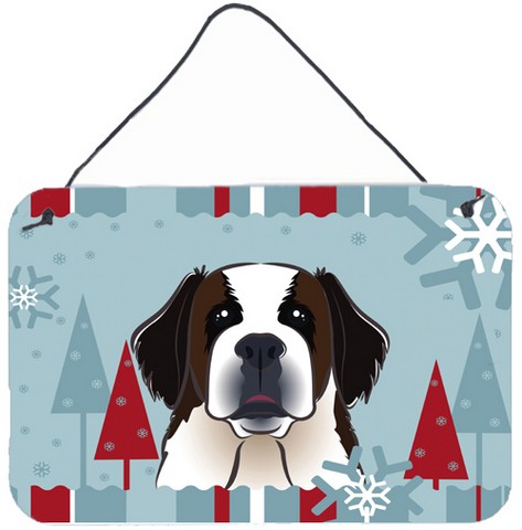 Winter Holiday Saint Bernard Wall and Door Hanging Prints