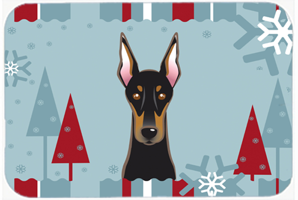 Winter Holiday Doberman Mouse Pad, Hot Pad & Trivet