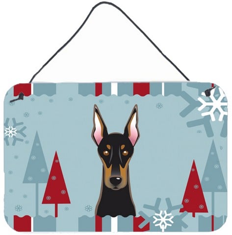 Winter Holiday Doberman Wall and Door Hanging Prints