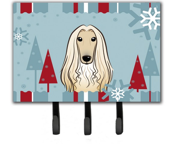BB1740TH68 Winter Holiday Afghan Hound Leash & Key Holder