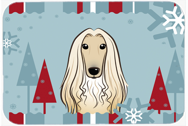 Winter Holiday Afghan Hound Mouse Pad, Hot Pad & Trivet