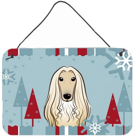 Winter Holiday Afghan Hound Wall and Door Hanging Prints