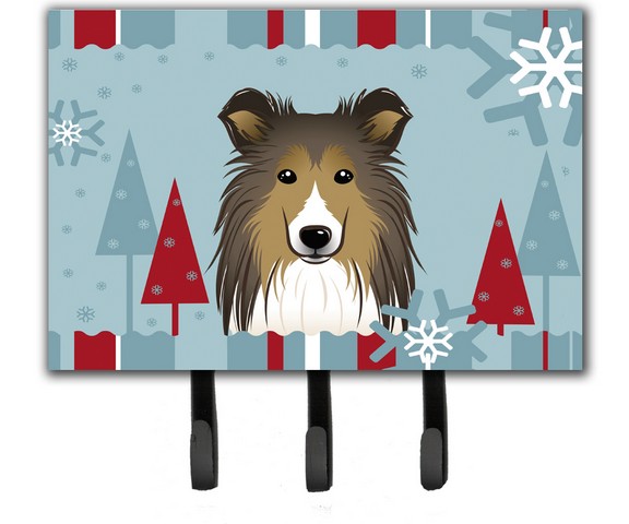 Winter Holiday Sheltie Leash & Key Holder