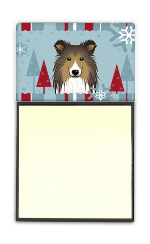 Winter Holiday Sheltie Sticky Note Holder