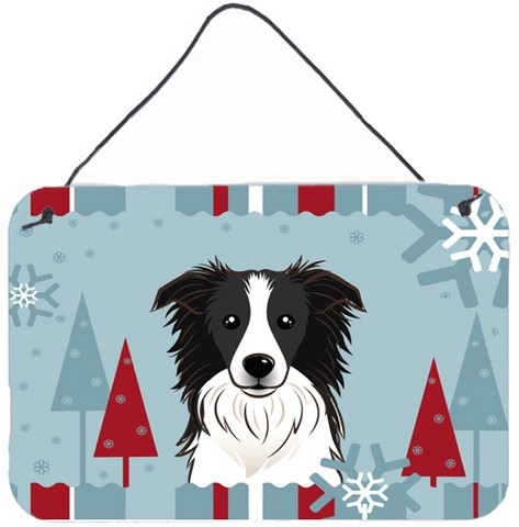 Winter Holiday Border Collie Wall and Door Hanging Prints