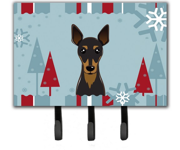 Winter Holiday Min Pin Leash & Key Holder