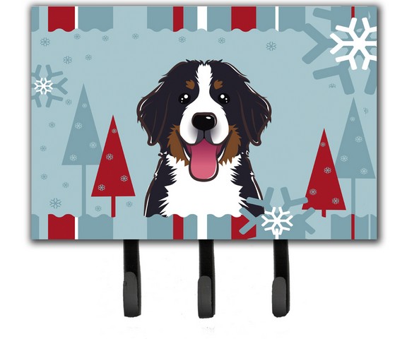 BB1733TH68 Winter Holiday Bernese Mountain Dog Leash & Key Holder