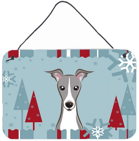 Winter Holiday Italian Greyhound Wall and Door Hanging Prints