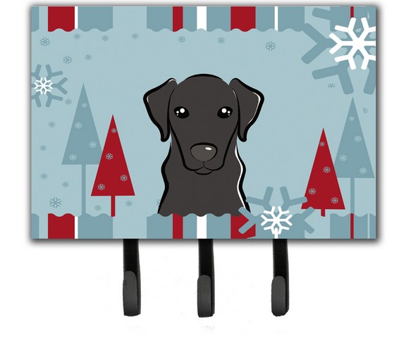 BB1731TH68 Winter Holiday Black Labrador Leash & Key Holder