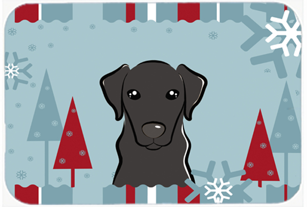 Winter Holiday Black Labrador Glass Cutting Board- Large