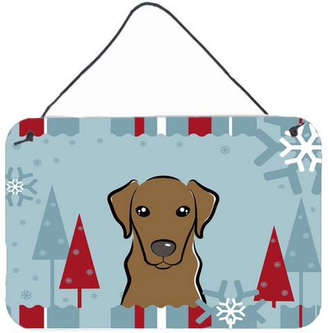 Winter Holiday Chocolate Labrador Wall and Door Hanging Prints