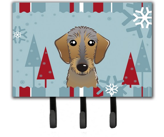 Winter Holiday Wirehaired Dachshund Leash & Key Holder