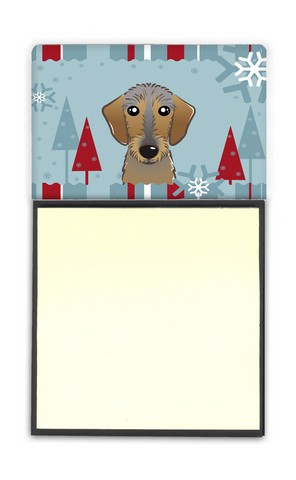 Winter Holiday Wirehaired Dachshund Sticky Note Holder