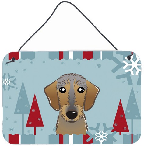 Winter Holiday Wirehaired Dachshund Wall and Door Hanging Prints