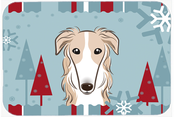 Winter Holiday Borzoi Glass Cutting Board- Large